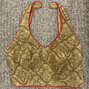 Coral and Gold Blouse